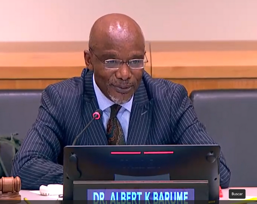 Dr. Albert K. Barume during his opening remarks at the panel.