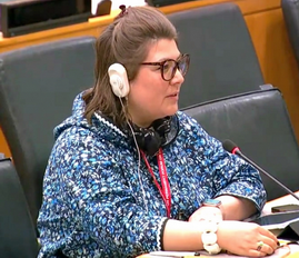Dr. Sara Olsvig during her intervention on behalf of the Inuit Circumpolar Council.